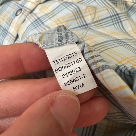 TECOVAS Pearl Snap Shirt Yellow Blue Plaid Long Sleeve Western Retro - Picture 7 of 9